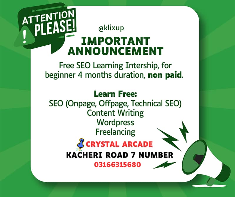 Free SEO Learning Intership 0