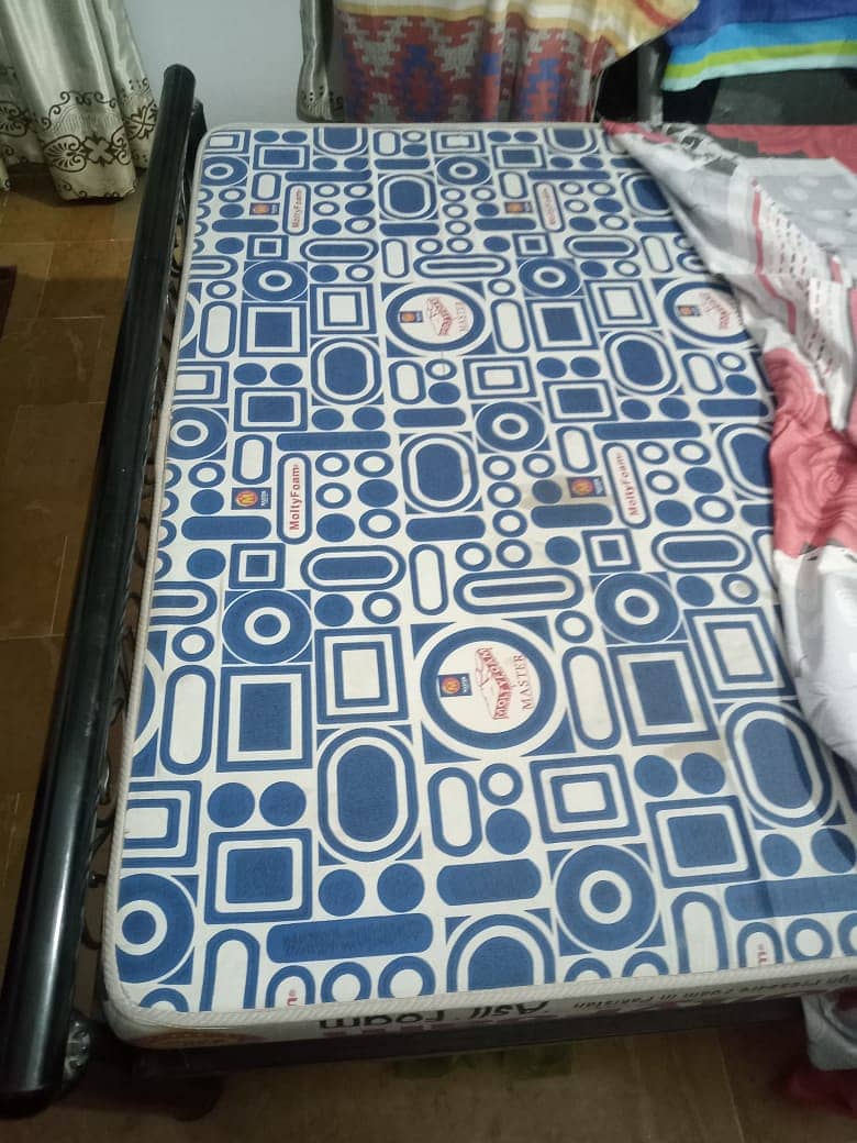 Double Iron Bed Condition like 10/9 with new Molty Foam Mattress 1