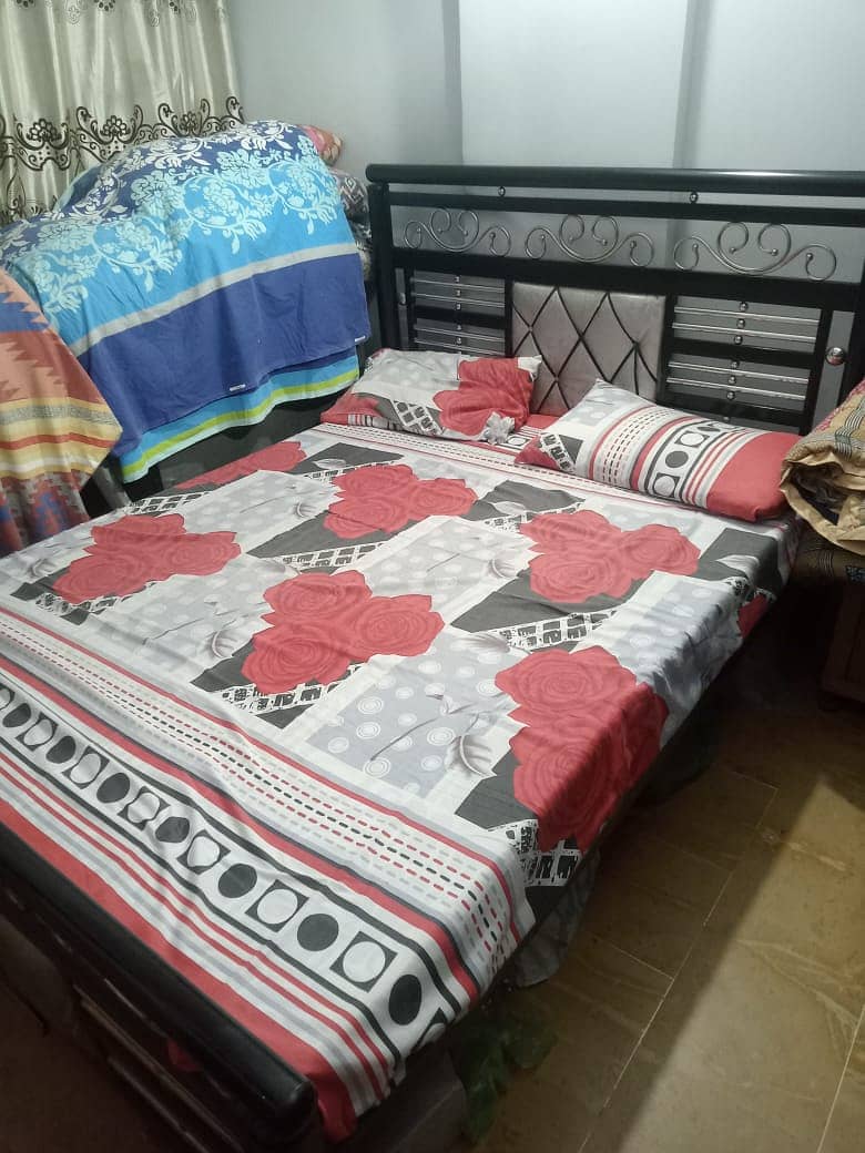 Double Iron Bed Condition like 10/9 with new Molty Foam Mattress 3