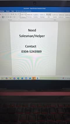 Need Salesman Helper