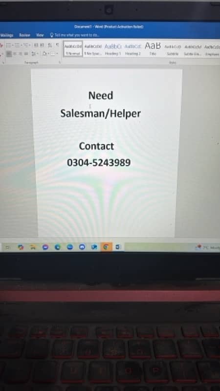 Need Salesman Helper 0