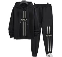 Men's Black Polyester Track Suit - 2 pcs Set