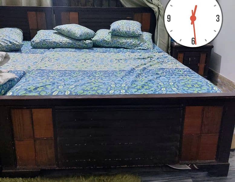 Two single bed One side table and One cupboard for sell 0