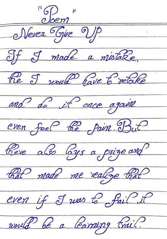 Providing handwriting assignment. 2