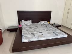 wooden bed double bed size with 2 side table