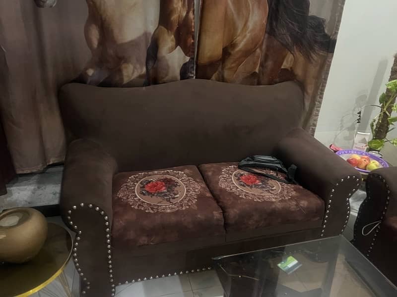 brown 5 seater sofa without table 1