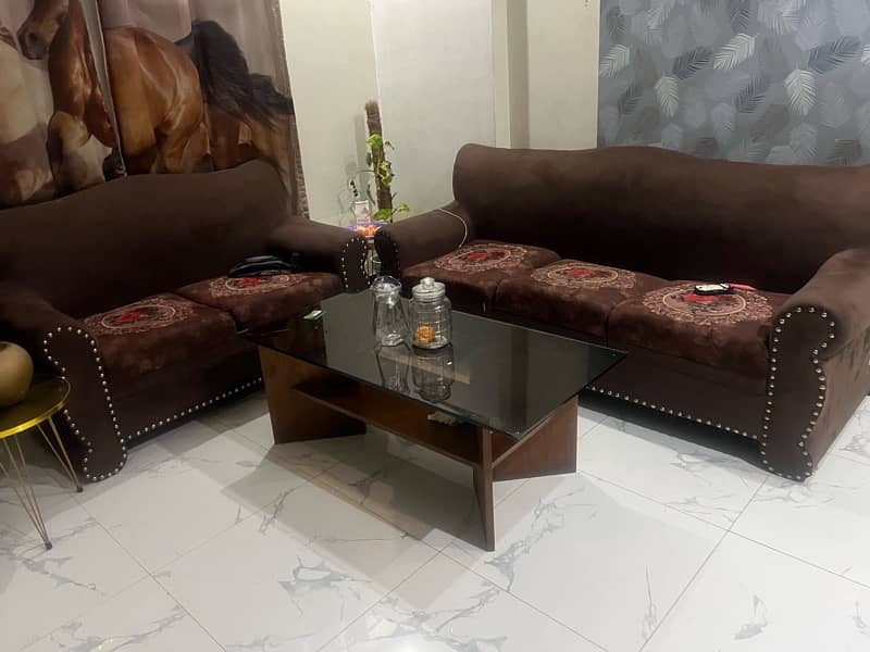 brown 5 seater sofa without table 2