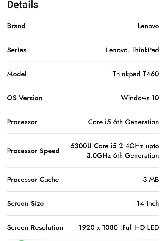 Laptop Core i5 6th Generation 5