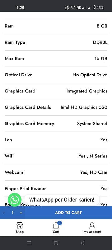 Laptop Core i5 6th Generation 6