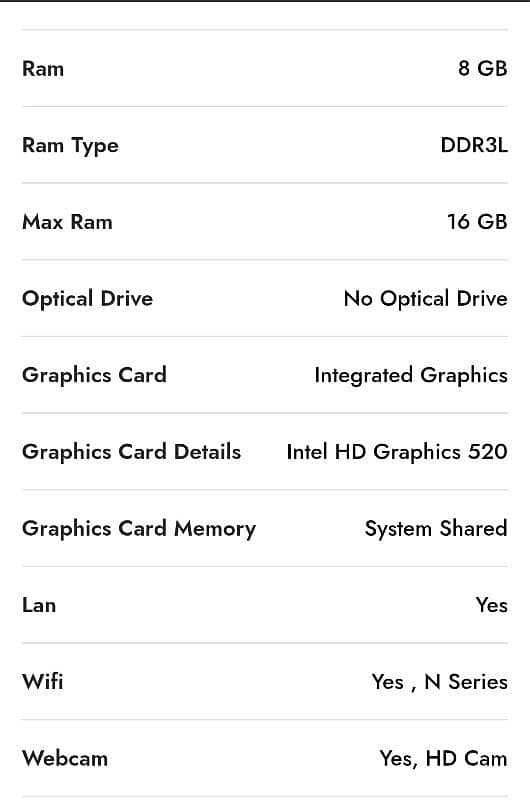 Laptop Core i5 6th Generation 7