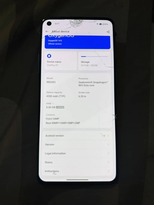 one plus 8t dual sim pta approved 8+8/128 gb for sale read add plzz 4