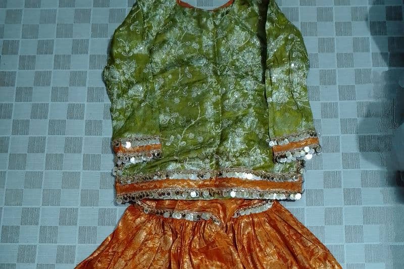 Exquisite Dhani and Orange Sharara set  for wedding 0