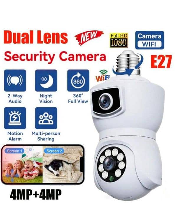 CCTV WIFI CAMERA DUAL LENS 2+2 4MP HD RESULT VOLOR NIGHT VISION 0