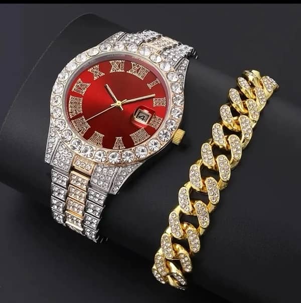 Fashion Ice Diamond Watches Men’s With luxary Bracelet 0