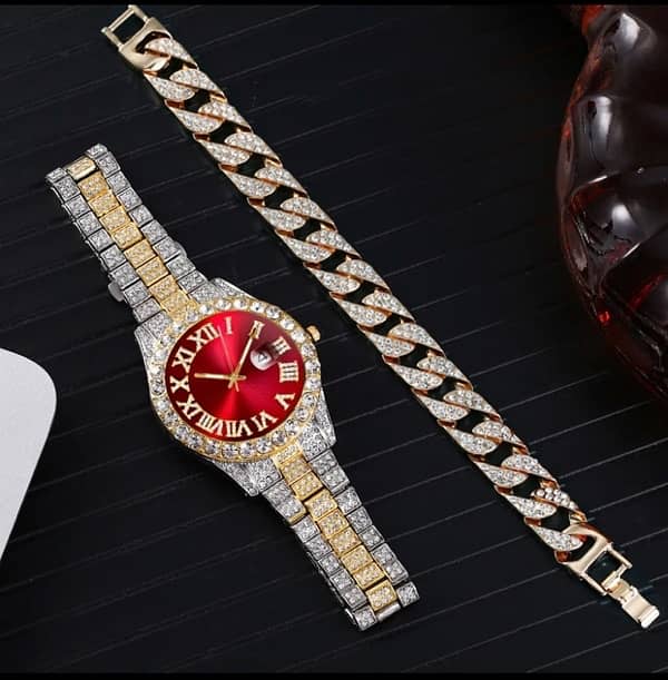 Fashion Ice Diamond Watches Men’s With luxary Bracelet 4