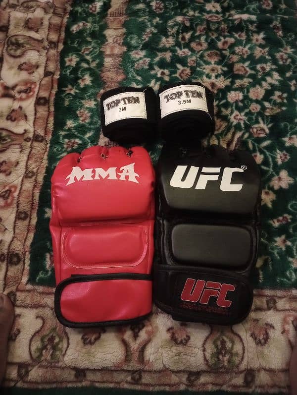 MMA gloves with hand wraps 1