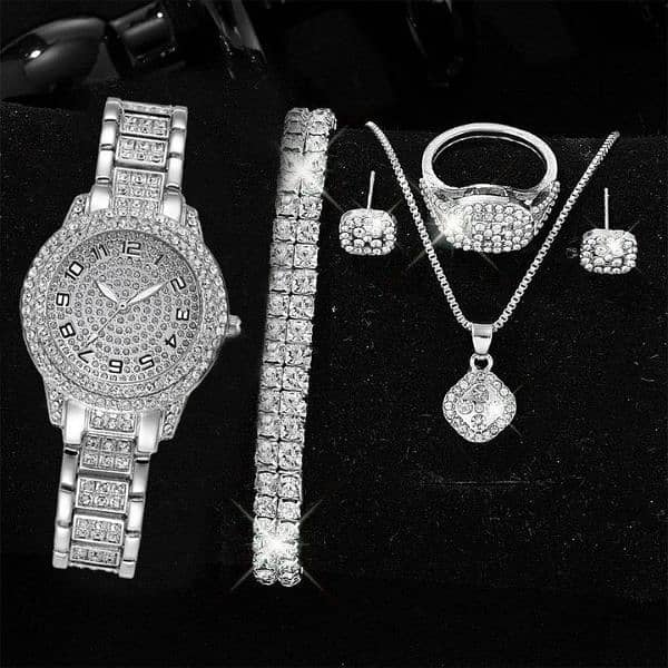 Women's Diamond Artificial Set - Roman Watch - Silver 0