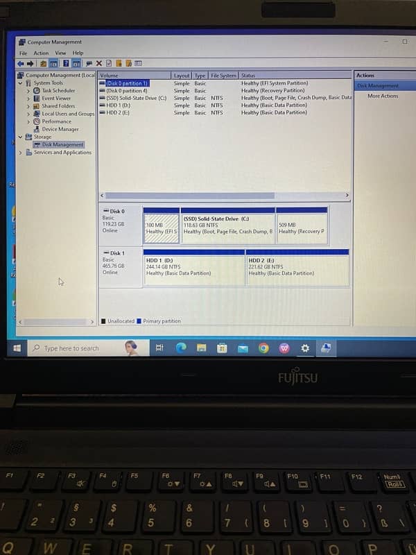 Laptop Fujitsu lifebook E556  GeN6 corei5 RAM 8Gb SSD 128Gb+500Gb HDD 3