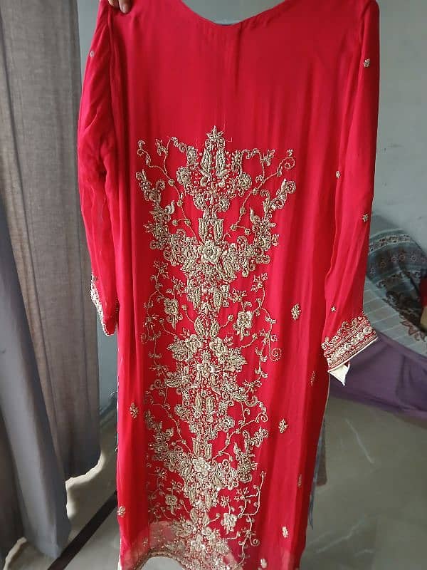 Pure red clour chiffon dress 3 piece 3