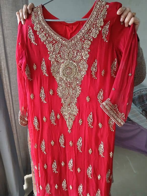 Pure red clour chiffon dress 3 piece 4