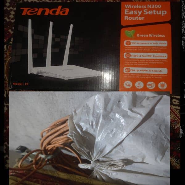 WIFI TENDA ROUTER 3 ARTENAS WITH TAAR MUKAML PKAGE 0