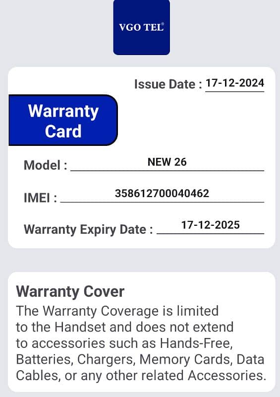 VIGO TEL NEW 26 FULL  BOX FULL  WARRANTY 1