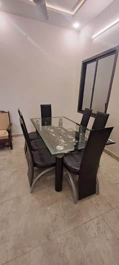 Dining table top 12mm glass with 6 chairs