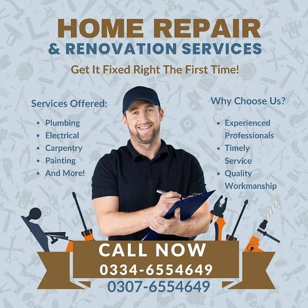 Home Officer Repair - Electrician- Plumber - Welder - Best Services 0