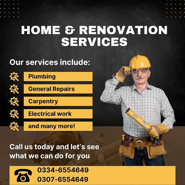 Home Officer Repair - Electrician- Plumber - Carpenter- Best Services 0