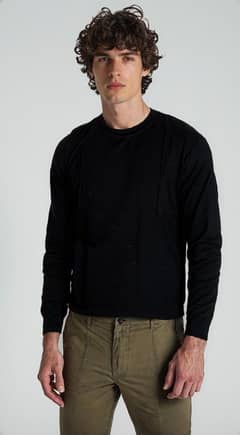 Men's Black Jersey Sweatshirt 1 - Pc Classic Round Neck