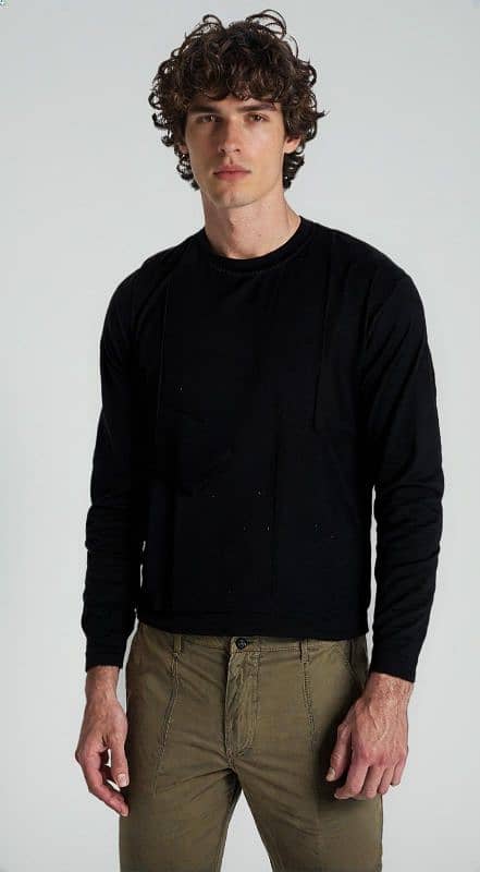 Men's Black Jersey Sweatshirt 1 - Pc Classic Round Neck 0