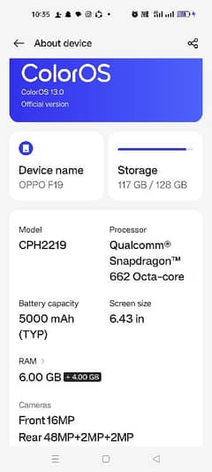oppo F19 6+4/128 look like new with box and original charger