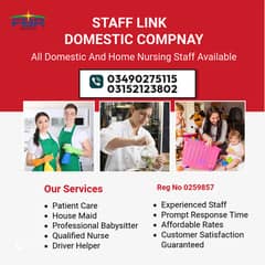 Domestic staff we Provide ,Maids, Babysitter, Cook, Attendent staff