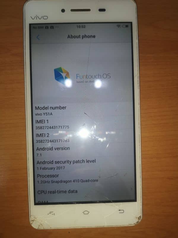 Vivo Y51 A used 0