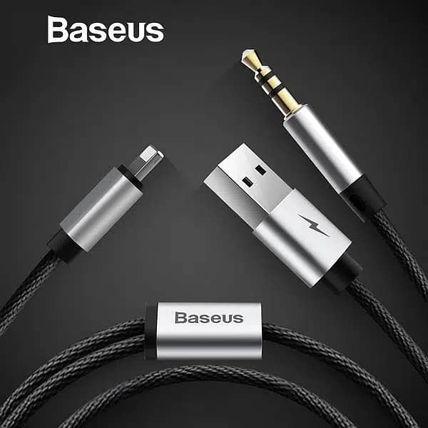 Lightning to Audio AUX 3.5mm + USB Cable Baseus L34 for iPhone/ iPad 0