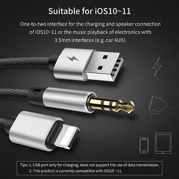 Lightning to Audio AUX 3.5mm + USB Cable Baseus L34 for iPhone/ iPad 2