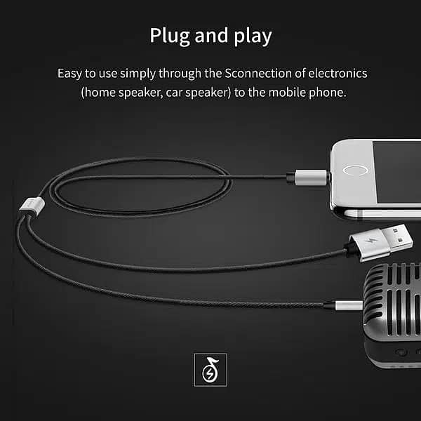 Lightning to Audio AUX 3.5mm + USB Cable Baseus L34 for iPhone/ iPad 8