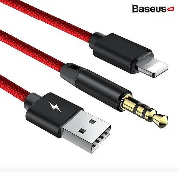 Lightning to Audio AUX 3.5mm + USB Cable Baseus L34 for iPhone/ iPad 9