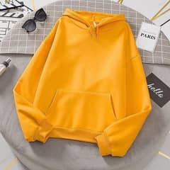 Unisex Yellow cotton Fleece Hoodie-1 Pc Hooded Design