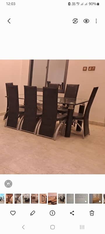 Dining table top 12mm glass with 6 chairs 1