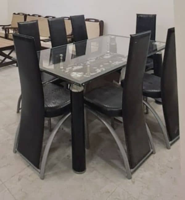 Dining table top 12mm glass with 6 chairs 2