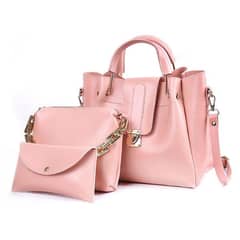 women's pu leather plain  hand bags set