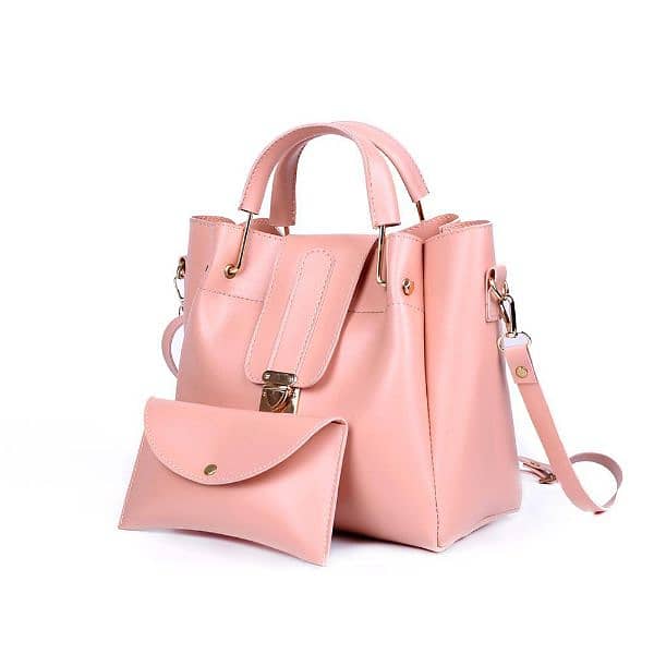 women's pu leather plain  hand bags set 4