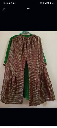 green chiffon frock with garara