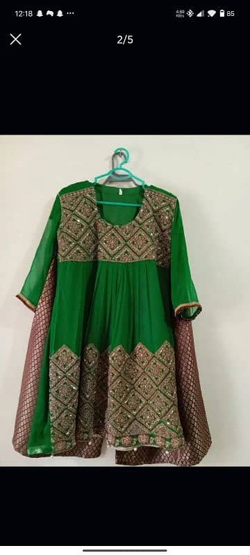 green chiffon frock with garara 1