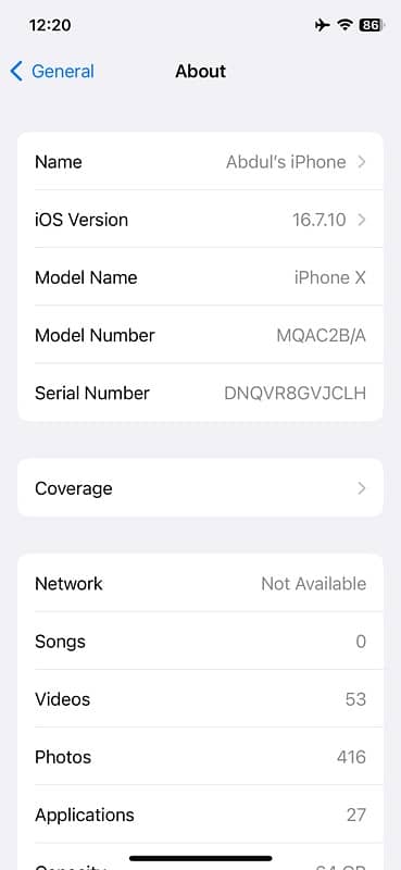 Apple Iphone X 64 GB (NON-PTA) 7