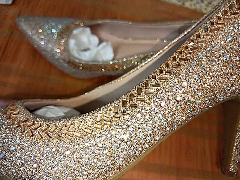 Branded Rhinestone wedding Heels ( worn only 3 times) 1