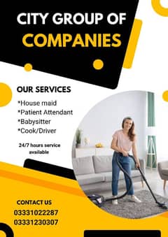 Provide 24/7 hours female house maid, patient attendant, nanny. . .