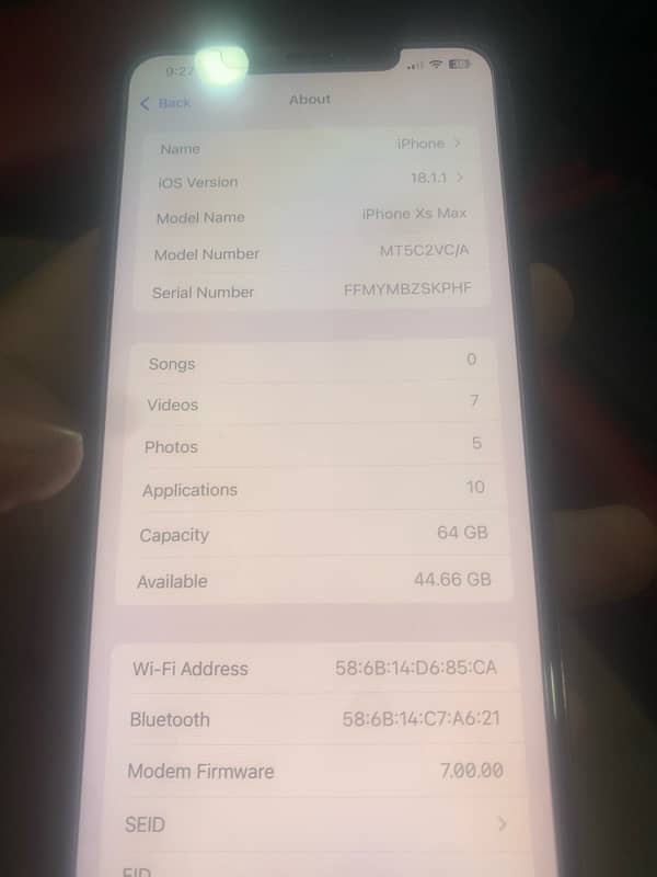 iPhone XS Max 64gb dual pta battery 84health 03073516643 7