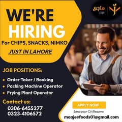 Order Bookers | Salesmen | Plant Operator | Jobs | Urgent Hiring